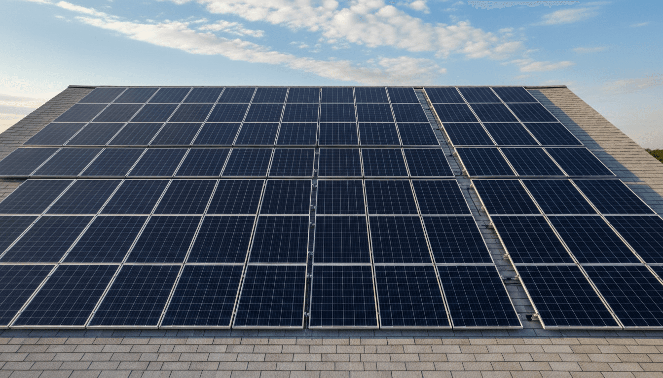 Solar panels installed on residential roof
